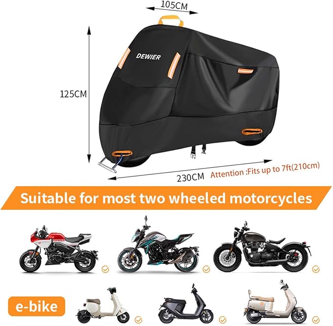 Motorcycle Cover Waterproof Outdoor, 420D Heavy Duty, All Season Protection - Image 6