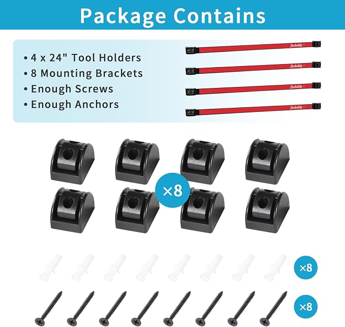 4 Pieces 24" Magnetic Tool Holder Strip, Metal Tool Organizer Rack - Image 7