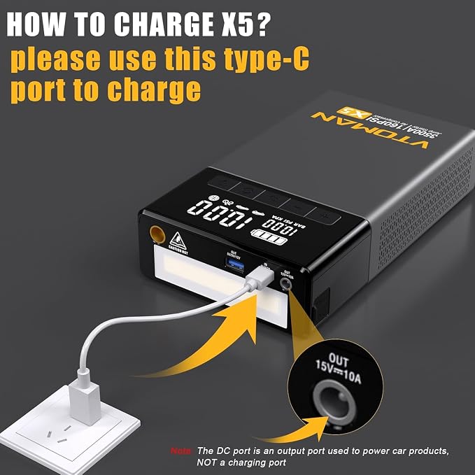 VTOMAN X5 Jump Starter with Air Compressor, 3500A Portable Car Battery Booster - Image 4