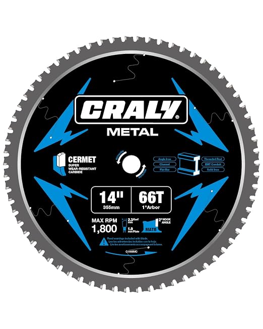CRALY 14 Inch 66 Teeth Steel and Ferrous Metal Cutting Circular Saw Blade by CRALY