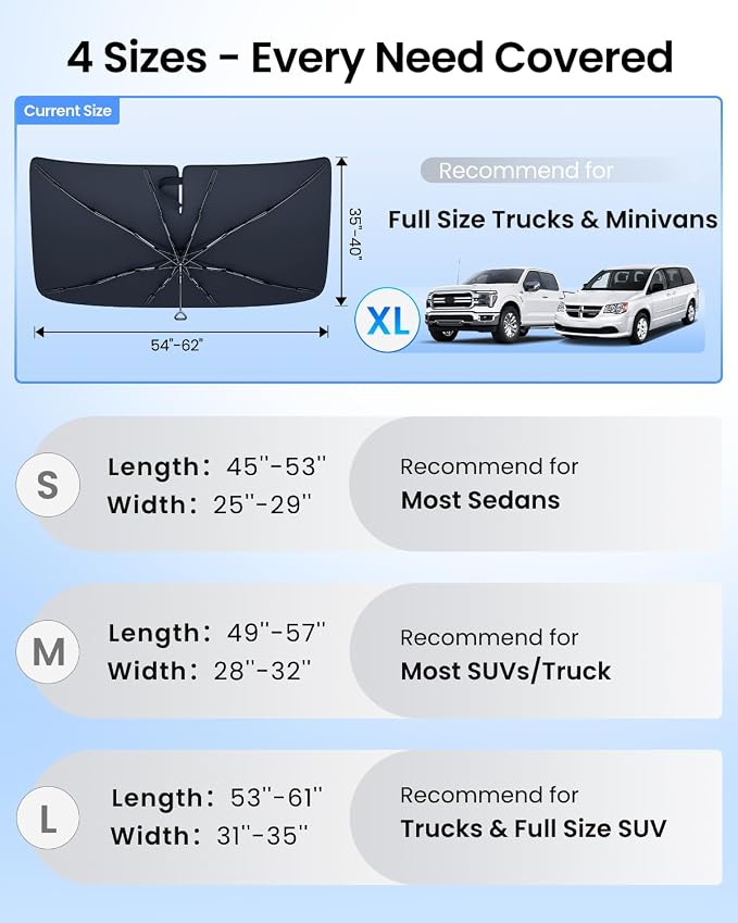 REEVAA 2025 Upgraded Truck Windshield Sun Shade Umbrella Protect Interior - Image 6
