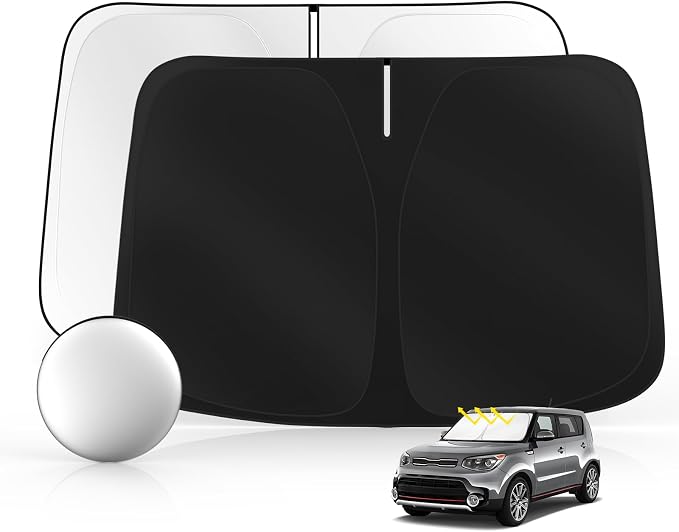 Windshield Sun Shade for Kia Soul 2014-2019 Foldable Sunshade Custom Fit Front by SULAGIWINDSHIELDSUNSHADE