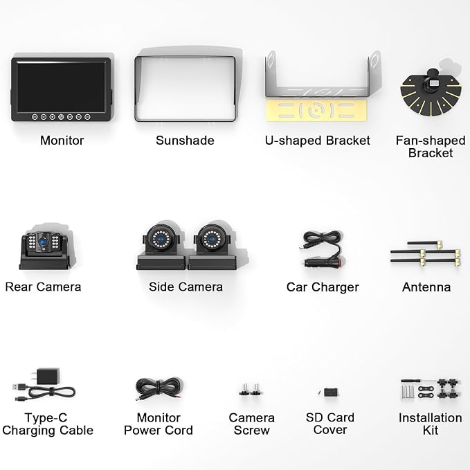 Fookoo 1080P 9" Magnetic Wireless Backup Camera, HD 9" IPS Monitor, - Image 9