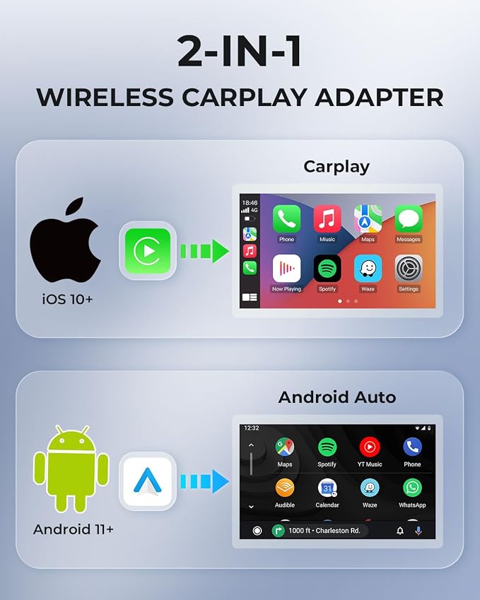 AuroraLink Wireless Carplay Adapter & Android Auto Wireless Adapter 2-in-1 Fast - Image 2