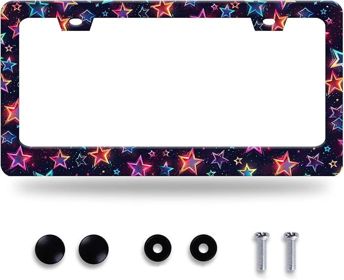 Colorful Stars License Plate Frame Starry Sky License Plate Holder Funny Car by GORSNKYE