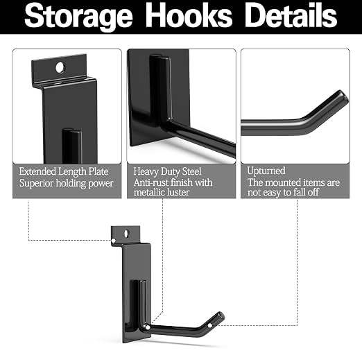 3-H Slatwall Accessories 30 Pack, 2 Inch Slatwall Hooks & Hangers, Heavy Duty - Image 3