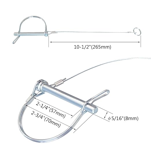 Trailer Coupler Pin 5/16" x 2-3/4" Trailer Pins Prevents Loss - Image 2