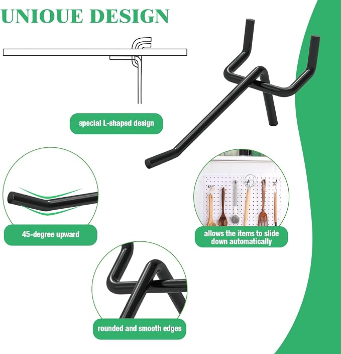 50Pcs 2"/5CM Pegboard Hooks Assortment Set, Metal Peg Board Hooks - Image 4