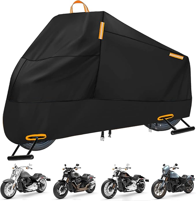 Motorcycle Cover Waterproof Outdoor, 300D Heavy Duty Motorcycle Cover by INEZARI