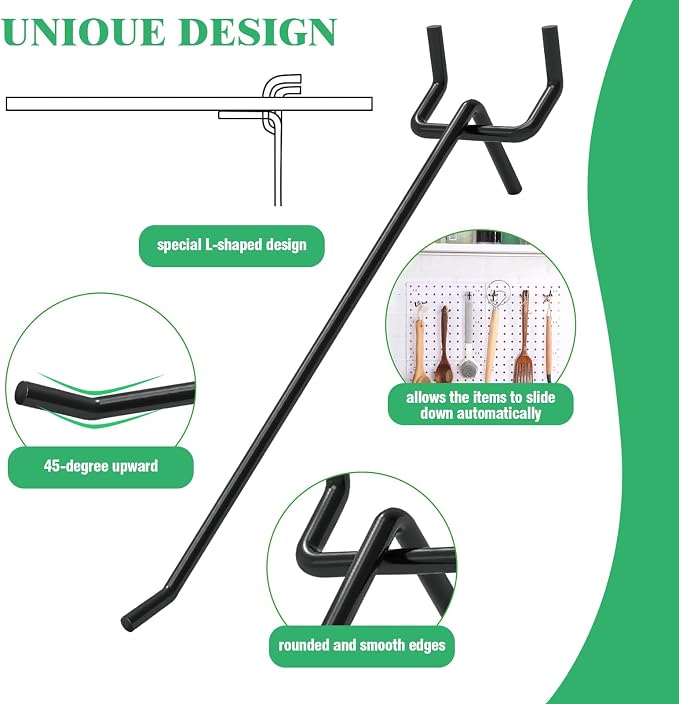 50Pcs 6"/15CM Pegboard Hooks Assortment Set, Metal Peg Board Hooks - Image 4