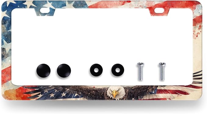 Eagle American Flag License Plate Frame Patriotic Eagle License Plate Holder by RNKATIH
