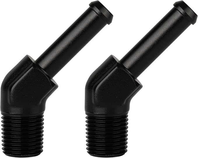 1/8 NPT Male to 1/4" Hose Barb Fitting Adapter 45 Degree Elbow Aluminum Black - Image 3