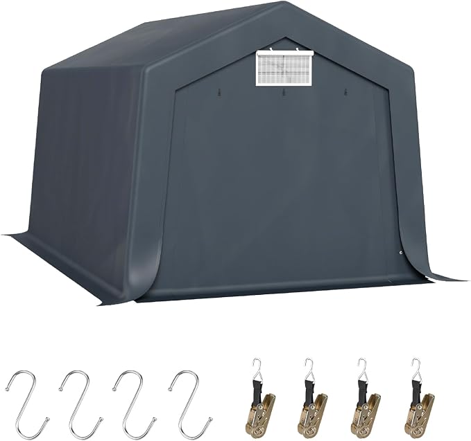 GREEN PARTY Storage Shelter Shed, 10x15 ft Portable Shed Outdoor Carport by GREENPARTY