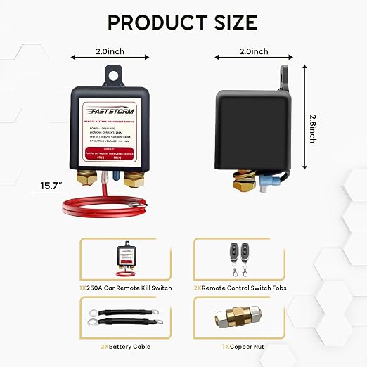 Side Post Remote Battery Disconnect Switch 12V, 250A Negative Battery Cut Off - Image 6