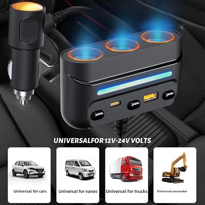3 - in - 1 Cigarette Lighter Adapter - Image 4