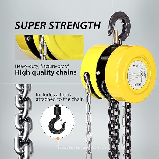 SPECSTAR Hand Chain Hoist 1 Ton 2200 Lbs Capacity 10 Feet - Image 2