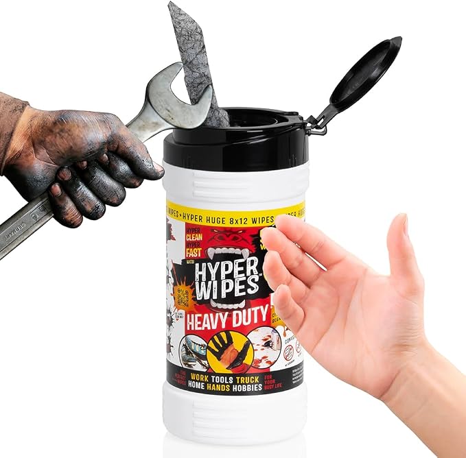 Hyper Wipes, 2 Pack Heavy Duty Hand & Tool Cleaning Wipes, Degreasing, All - Image 2