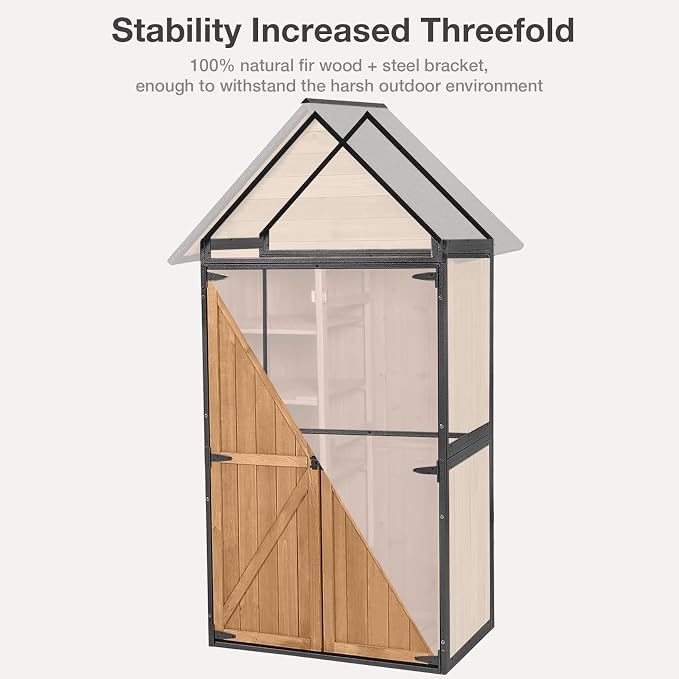 Outdoor Storage Shed with Floor and Waterproof Roof - Image 3