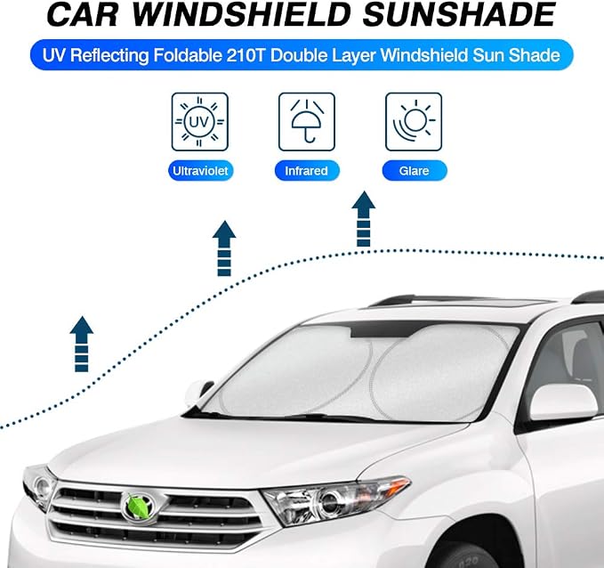 KUST Windshield Sun Shade for 2008-2013 Toyota Highlander Custom Fit Sunshade - Image 2