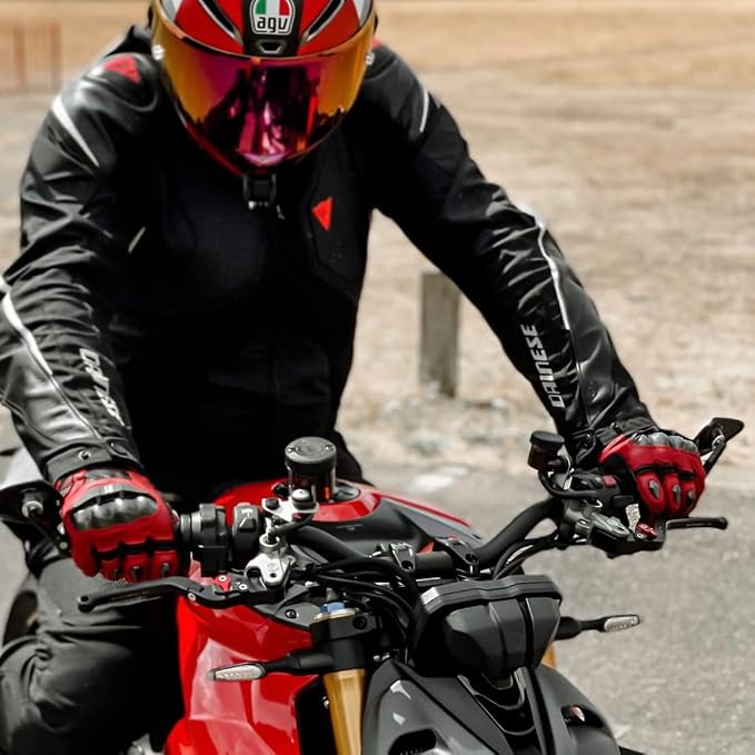 Harssidanzar Breathable Leather Motorcycle Gloves Touchscreen - Image 2