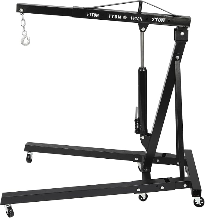 2 Ton Folding Engine Hoist Heavy Duty Carbon Steel Hydraulic Shop Engine Crane by Unknown