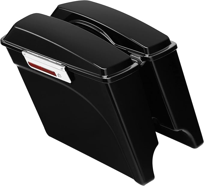 XFMT 5" Vivid Black Stretched Extended Hard Saddlebags W/Chrome Conversion - Image 2