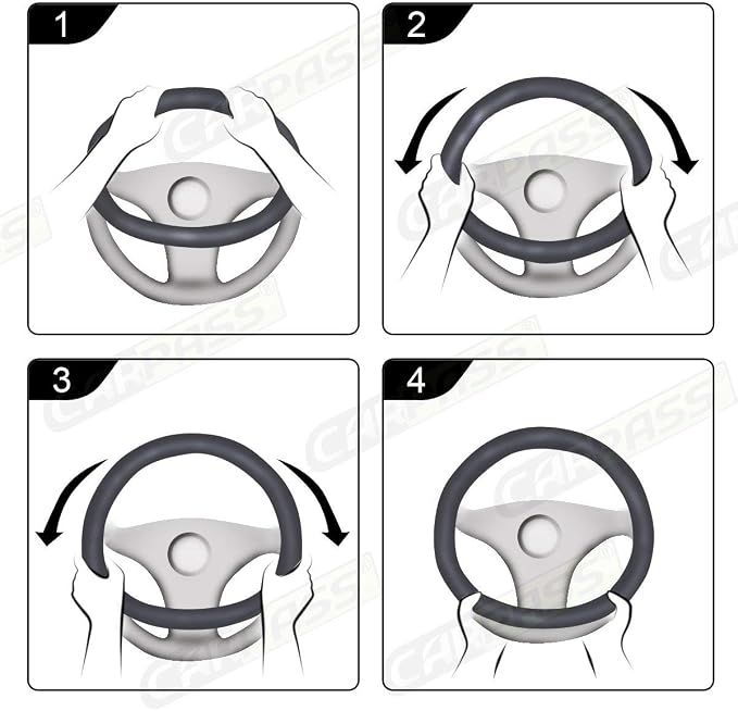 CAR PASS Rhombus Leather Universal Steering Wheel Cover, Fit - Image 3