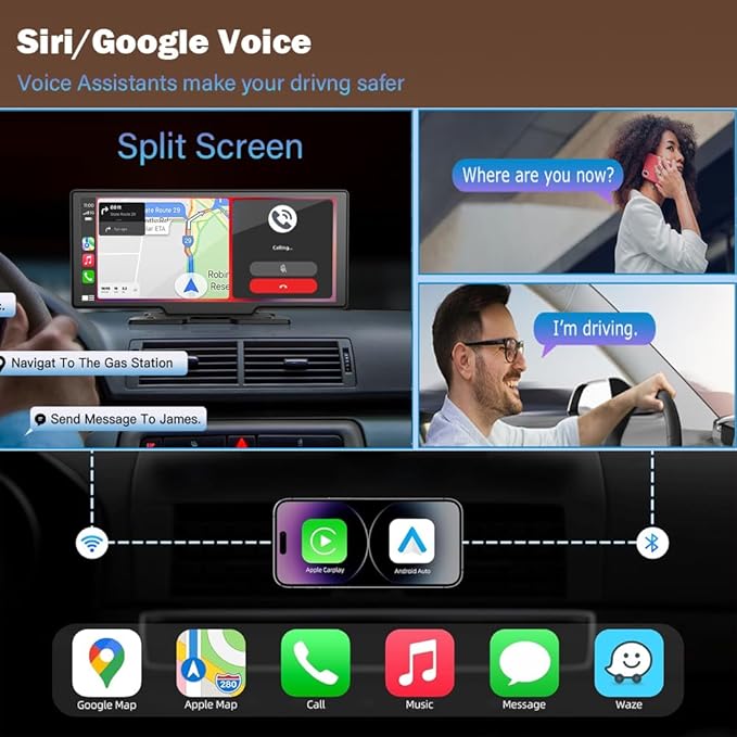 Wireless Carplay Screen for Car 10.26" 4K 360 Rotation Dash Cam Carplay&Android - Image 4