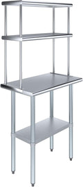 AmGood Stainless Steel Work Table Double Tier Overshelf | 18" x 30" Work Table by AmGood