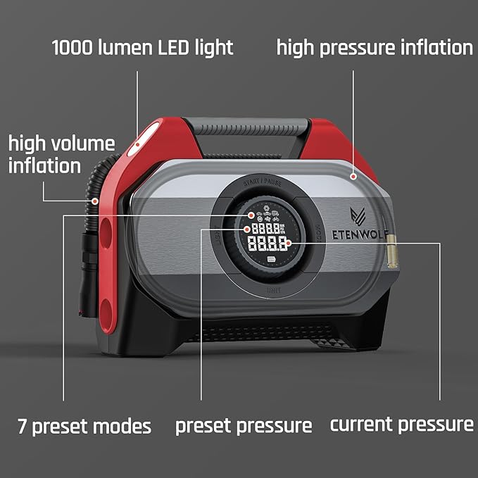 ETENWOLF VORTEX S6 Tire Inflator Portable Air Compressor - Image 2