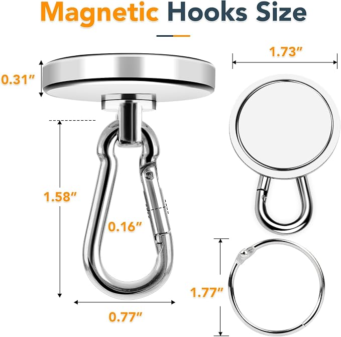 MIKEDE Strong Magnetic Hooks Heavy Duty, 200LBS+ Swivel Neodymium Magnets - Image 3