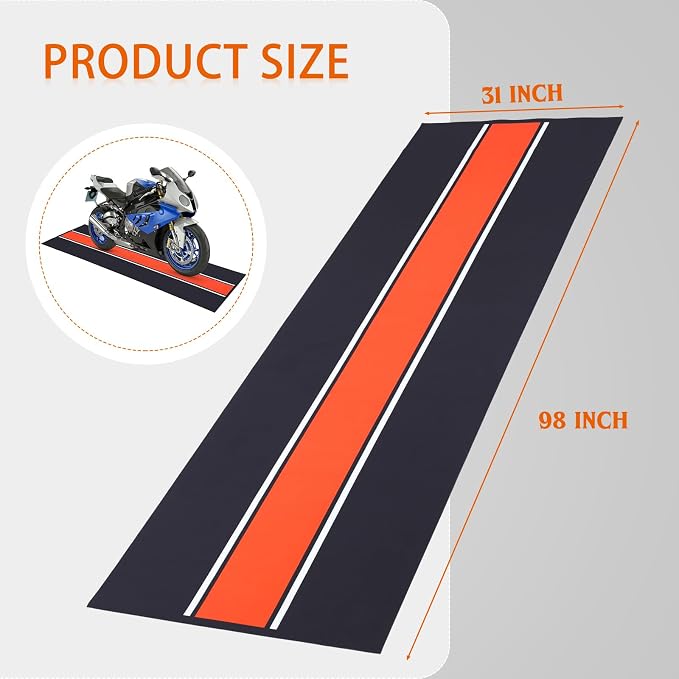 Motorcycle Mat 98 x 31 Inch Garage Floor Rug Washable Parking Mats - Image 2