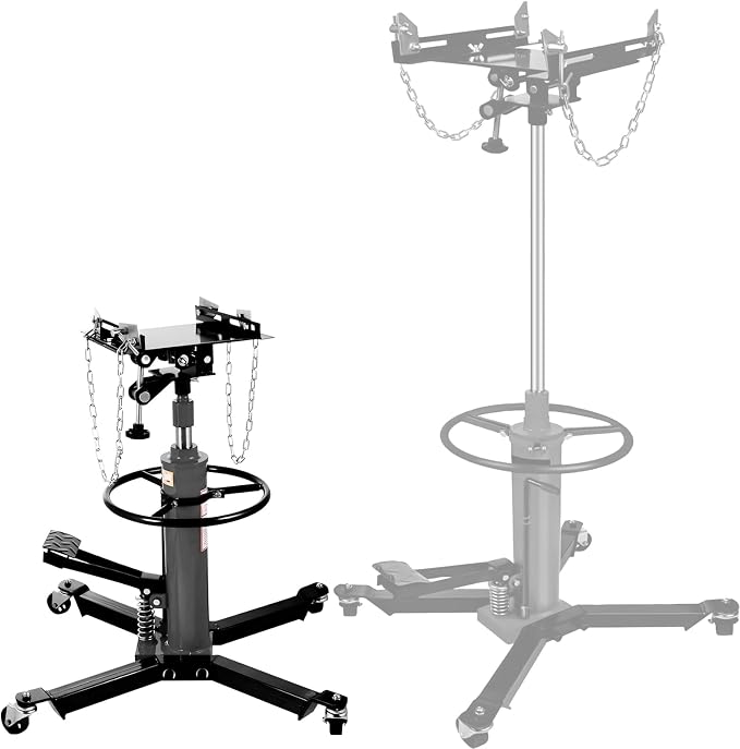 Transmission Jack 1660 lbs/ 0.75 Ton Capacity Hydraulic Telescopic Transmission by EVGTTI