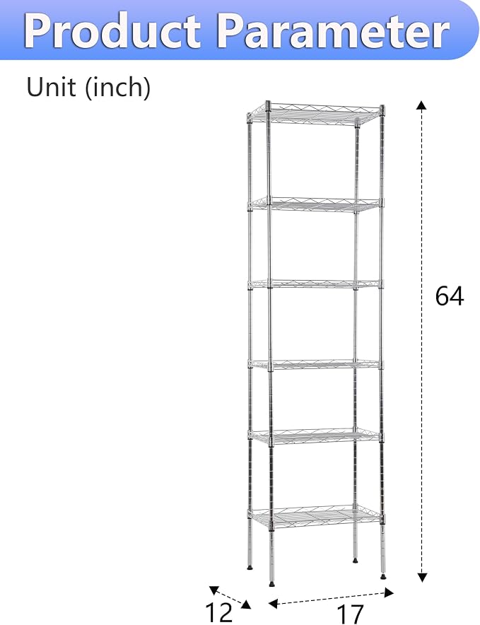 BestOffice Metal Garage Shelving 6 Tiers Garage Storage Shelves Heavy Duty 17”D - Image 3
