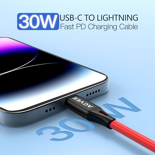 AGVEE 2 Pack 3ft Coiled Short USB to Lightning Charging Cable 3A Fast Charger - Image 2