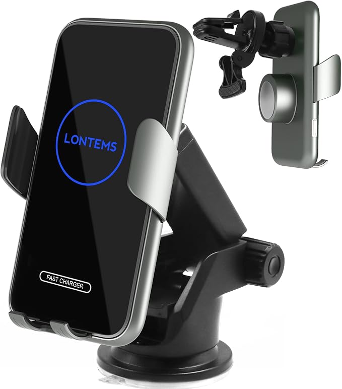 15W Car Mount Charger Qi Fast Wireless Charging Phone Mount, Windshield by LONTEMS
