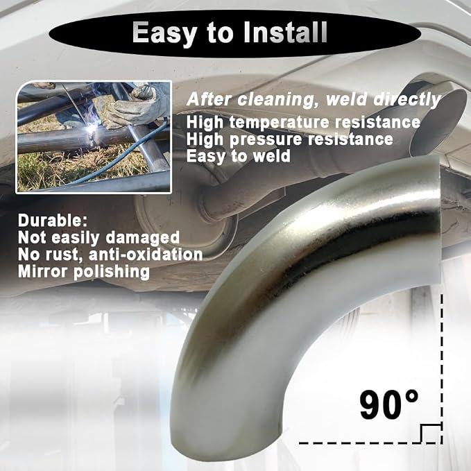 OD 1 Inch 90 Degree Stainless Steel Bend Tube 1” Exhaust Elbow Pipe - Image 4