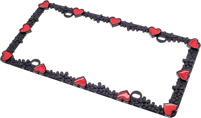 Creathome 3D Daisy Heart License Plate Frame from Pure Zinc Alloy Metal Perfect - Image 7