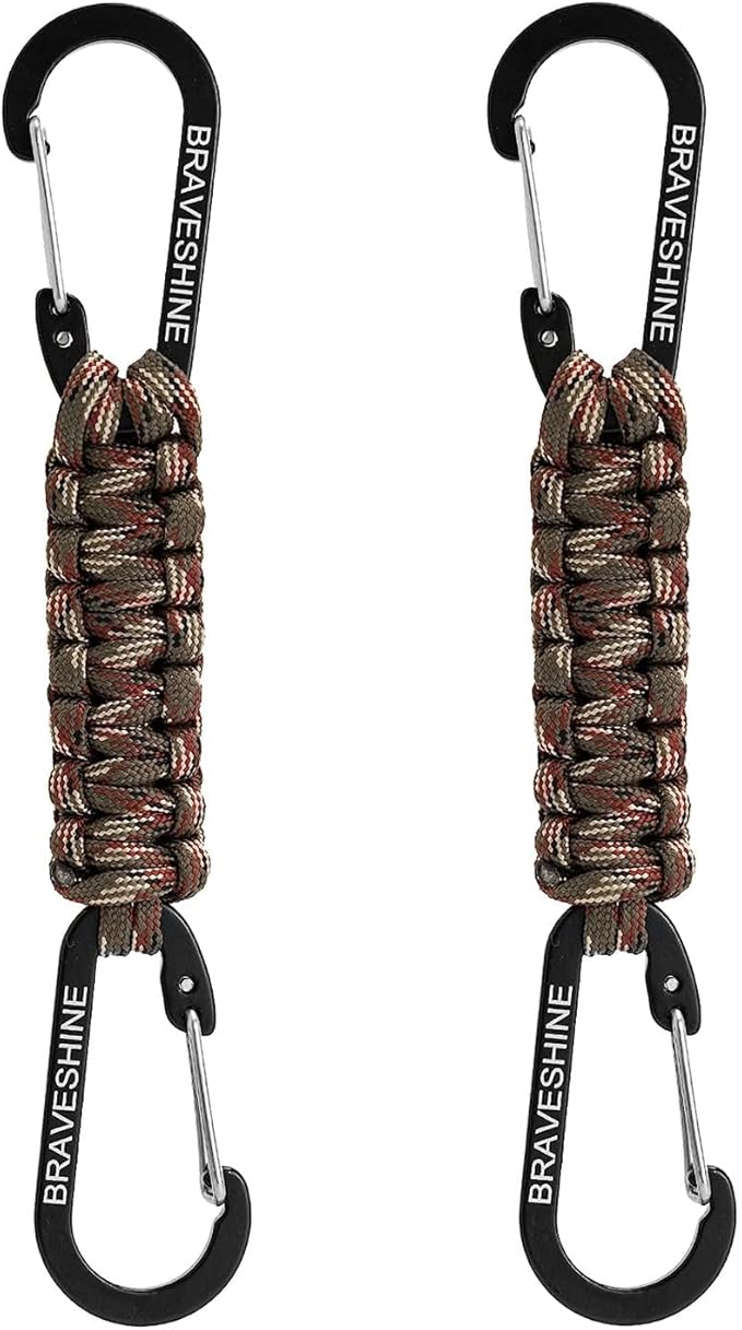 BRAVESHINE Paracord Keychain Carabiner Clip, D Ring Lanyard Hanger Stroller Hook by BRAVESHINE