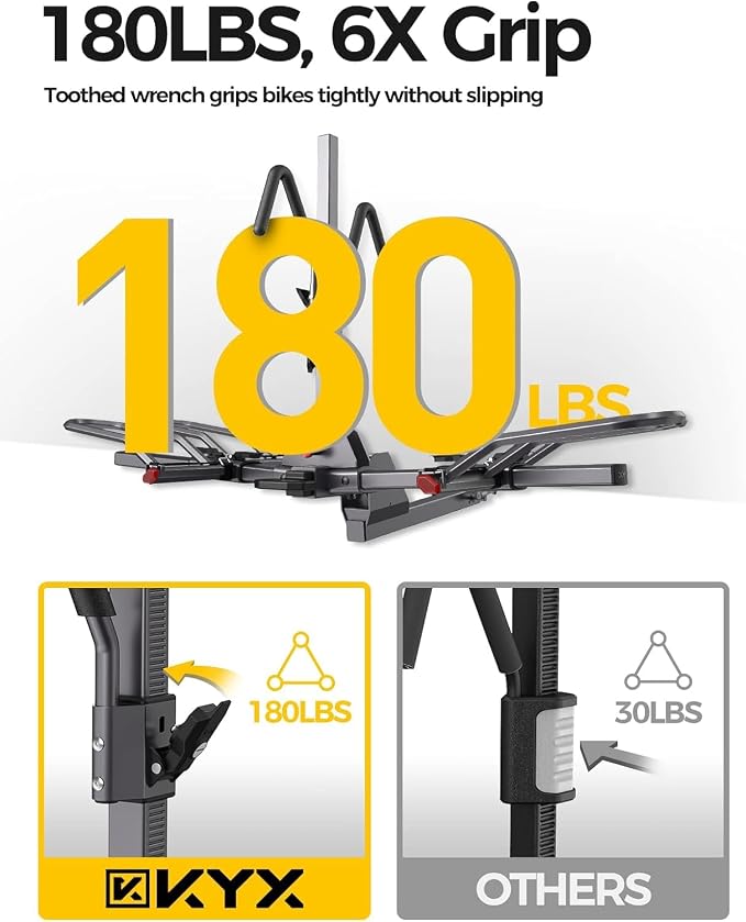 KYX 220 lb Hitch Mounted E-Bike Rack, 2-Bike Rack Platform Style - Image 2