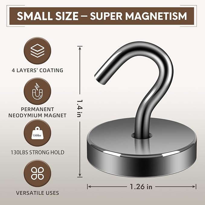 Neosmuk Magnetic Hooks, Cruise Ship Essentials, 120lb+ Heavy Duty Magnetic Hooks - Image 5