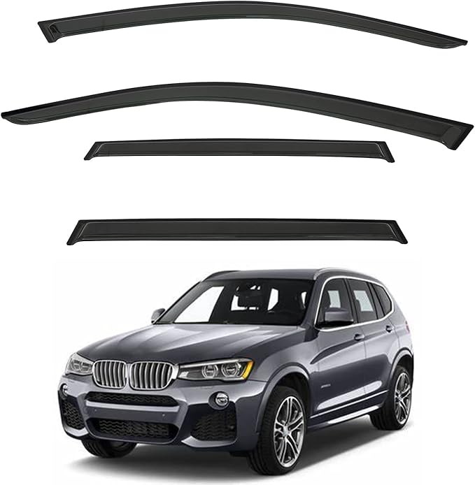 4pcs Front+Rear Smoke Tint Sun/Rain Guard Outside Mount Tape-On Vent Window by LQQDP