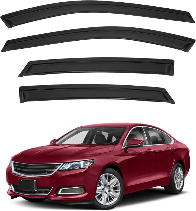 4pcs Front+Rear Smoke Tint Sun/Rain Guard Outside Mount Tape-On Vent Window by LQQDP