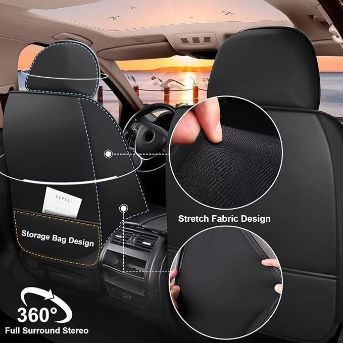 Car Seat Cover Fit for Toyota Camry 2012-2025 Full Set Faux Leather Breathable - Image 3