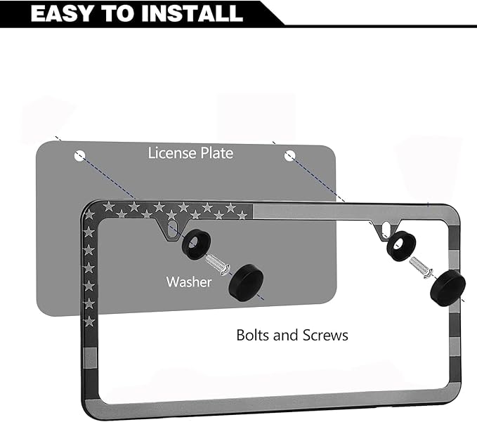 License Plate Frames, 2 Packs Front Rear Car Tags, Aluminum Alloy License Plate - Image 3