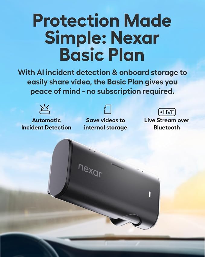 Nexar Beam2 Mini Dash Cam Car Camera 64GB Storage 24H Parking Mode Wide Angle - Image 2