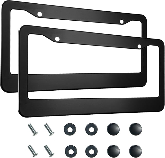 2PCS Matte Black License Plate Frames, 2 Holes Solid Aluminum License Plate by lengnoyp