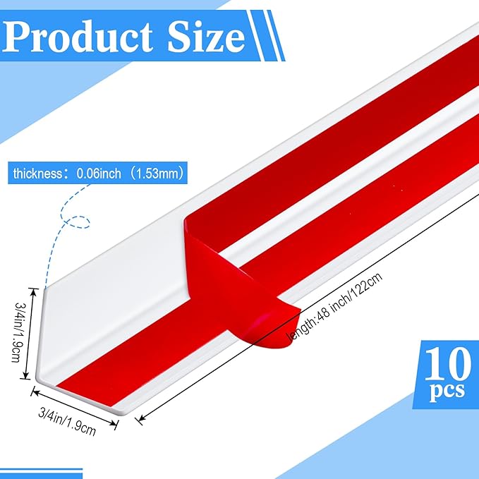 Sasylvia 10 Pcs Wall Corner Protector Guards, 3/4 x 48 Inches Self Adhesive - Image 2
