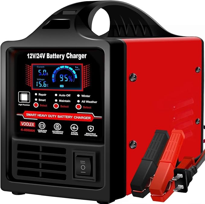 Voolex Car Battery Charger 12V 24V Portable Automotive Trickle Charger Battery by Voolex