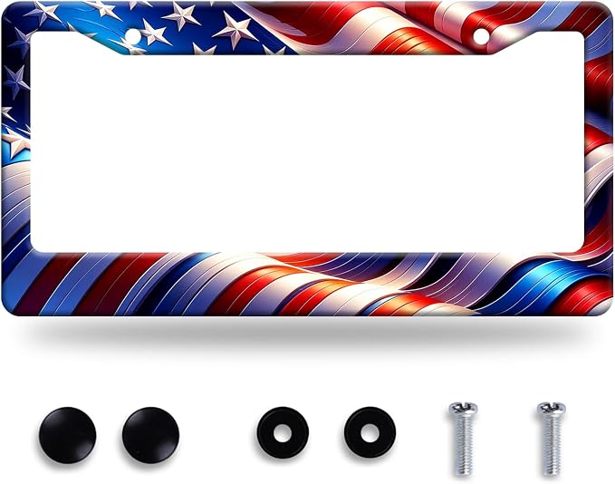 Watercolor American Flag License Plate Frame USA Flag License Plate Stainless by GORSNKYE